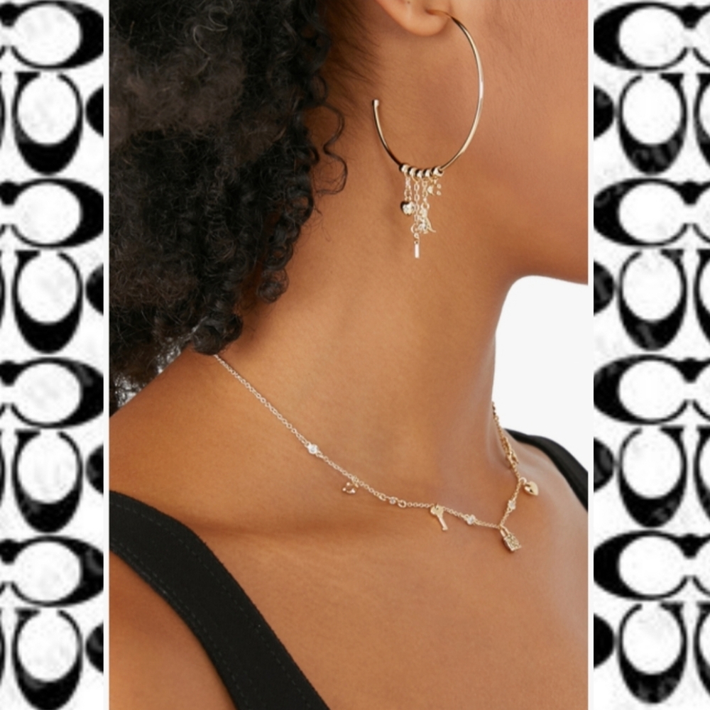 ⚘️Coach Iconic Mix Charms 2" Hoop Earrings - Picture 6 of 13